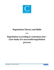 Negotiation according to customary law - Case study of a successful negotiation process