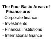 The four areas of Finance MBA