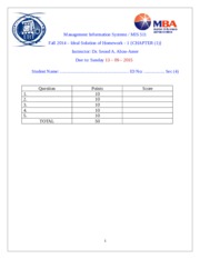 Ideal Solution of Home Work - 1 - MIS 511 Fall  2014