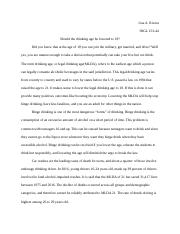 argumentative essay on lowering the drinking age to 18