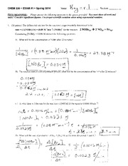 Exam 1 Version 1 Solution Spring 2014