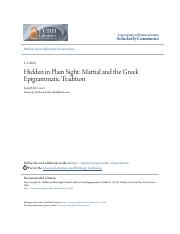 Hidden in Plain Sight_ Martial and the Greek Epigrammatic Tradition (Part 1).pdf