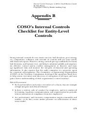 Internal Control Strategies - 2012 - Harrer - COSO s Internal Controls Checklist for Entity‐Level Co