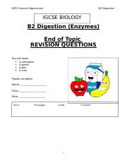 Examination Questions-IGCSE--Animal  - 1 Cambridge IGCSE®  Biology (0610) Past paper questions and nswers Contents Animal | Course Hero