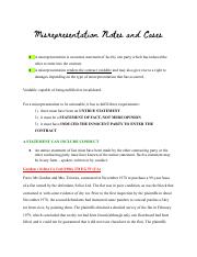 Misrepresentation Cases and Notes.pdf