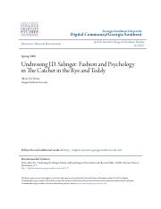 Undressing J.D. Salinger- Fashion and Psychology in The Catcher i