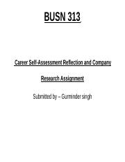 BUSN313 - Self-Assessment Reflection and Company Research Assignment1.docx