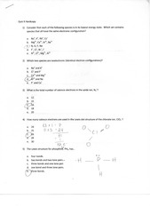 Valence electrons quiz