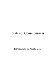 Intro to Psychology - States of Consciousness