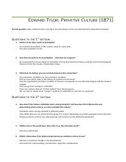 Questions to Edward Tylor - Primitive Culture.docx
