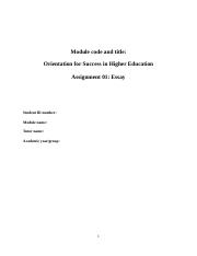 Welitom Barbosa Da Silva Assignment 1 Essay Orientation for Success in Higher Esucatoin.docx