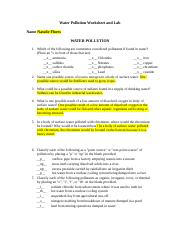 Water Pollution Worksheet- Natalie.doc