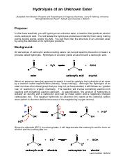 esterification and hydrolysis lab report