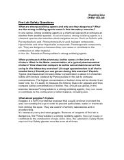 [CHEM122Lab#4]Printed Pre-Lab Safety Questions