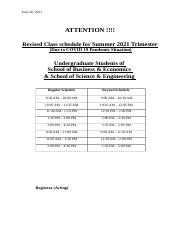 revised class schedule for Summer 2021 trimester.doc