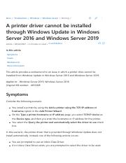A printer driver cannot be installed through Windows Update in Windows Server - Windows Server _ Mic