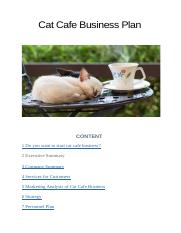 pet cafe business plan sample