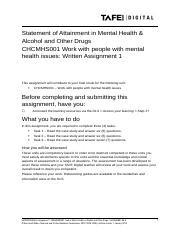 LA023932_Written Asst1_SoA_Mental Health and AOD_CHCMHS001.docx