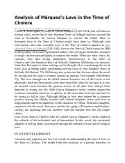 Love in the Time of Cholera Analysis.docx