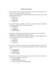 Corporation Law Multiple Choice Quiz 2.docx