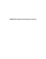 BSBHRM501 Manage Human Resources Services.docx