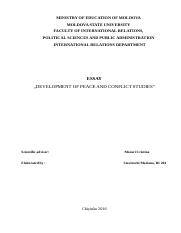 DEVELOPMENT OF PEACE ANDF CONFLICT STUDIES - копия