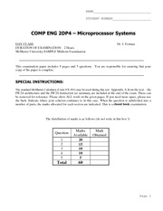 Microprocessor Systems Sample Midterm Exam 2013 Solutions