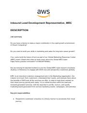 JD - AWS - Live Chat - Inbound Lead Development Representative, MRC.pdf