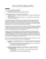 Discussion - Health Care Rights and Systems.docx