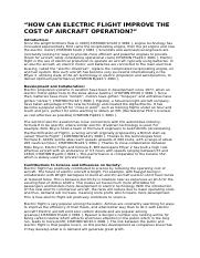 HOW CAN ELECTRIC FLIGHT IMPROVE THE COST OF AIRCRAFT OPERATION.docx