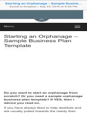 business plan template for an orphanage