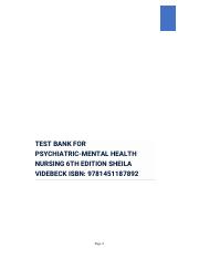 TEST BANK FOR PSYCHIATRIC MENTAL HEALTH NURSING 6TH EDITION SHEILA VIDEBECK .pdf