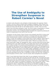The Use of Ambiguity to Strengthen Suspense in Robert Cormier’s Novel.docx