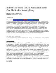 Role Of The Nurse In Safe Administration Of Oral Medication Nursing Essay.docx