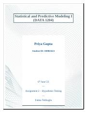 Statistical and Predictive Modeling I.docx