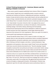 Critical Thinking Assignment 8 - American Women and the Making of Modern Consumer (1).docx