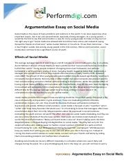 argumentative essay topic on social media
