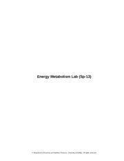 Lab # 12- Energy Metabolism