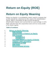 Return on Equity.docx