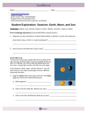 Gizmo worksheet for greenhouse effect and seasons