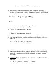 Class Notes Equilibrium Constants.docx