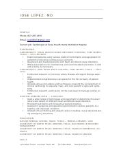 Cardiology Resume Word Document