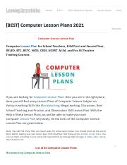 computer lesson plans for middle school pdf
