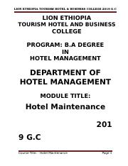 HOTEL MAINTANCE CHAPTER ONE - FIVE.docx