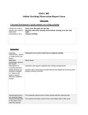Online Teaching Observation Form 2nd grade common core.docx