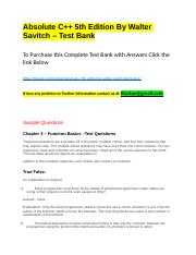 Absolute C++ 5th Edition By Walter Savitch – Test Bank.docx