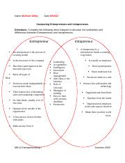Comparing Entrepreneurs and Intrapreneurs Venn Diagram.docx