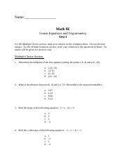 Test - Chapter 6 (Equations, Distance, & Midpoint).doc
