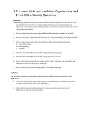 1. Commercial Accommodation Organization and Front Office Weekly Questions.docx