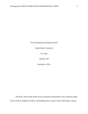 Union Paper on Service Employees International Union